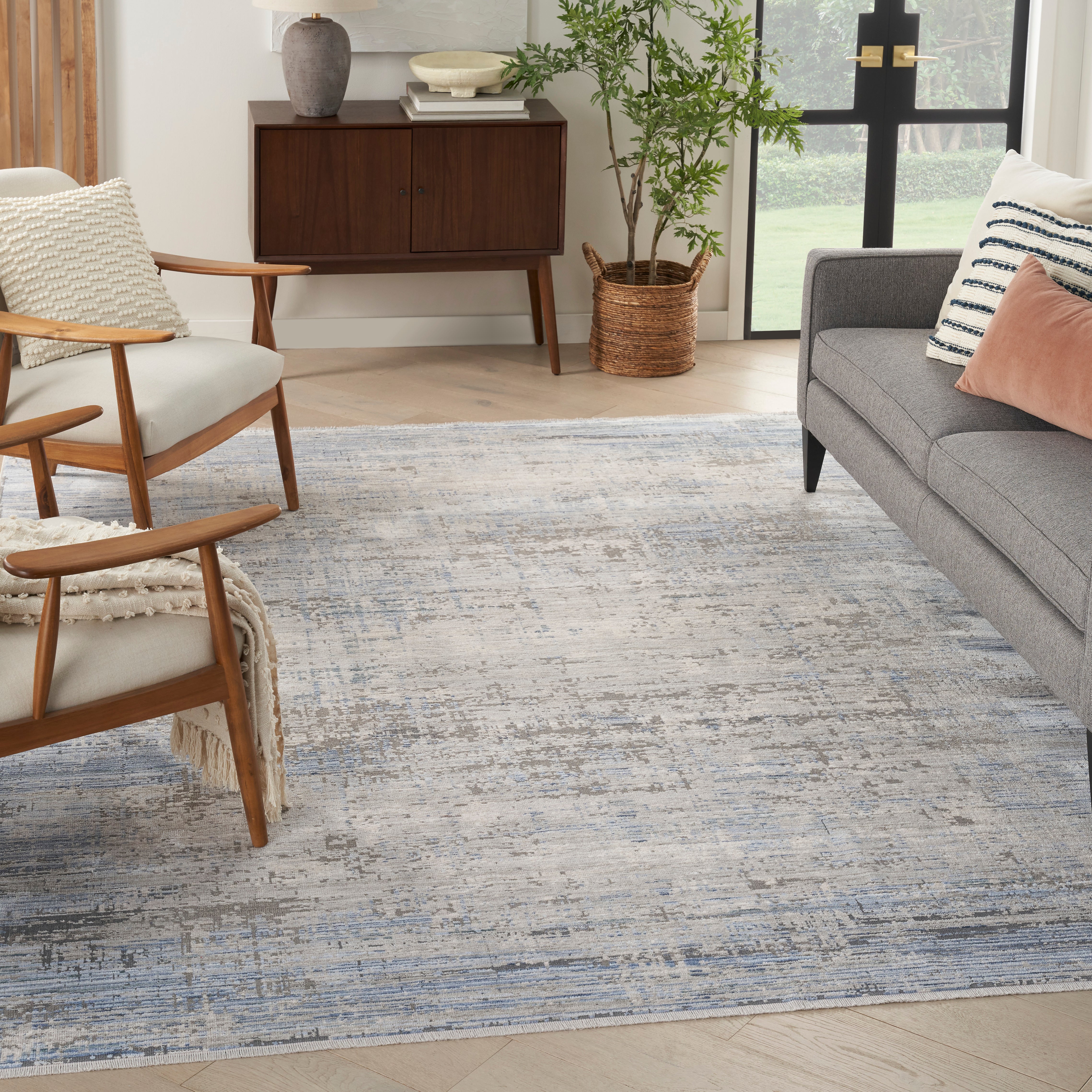 Nourison Abstract Hues ABH02 Grey/Blue Large Rectangle Rug